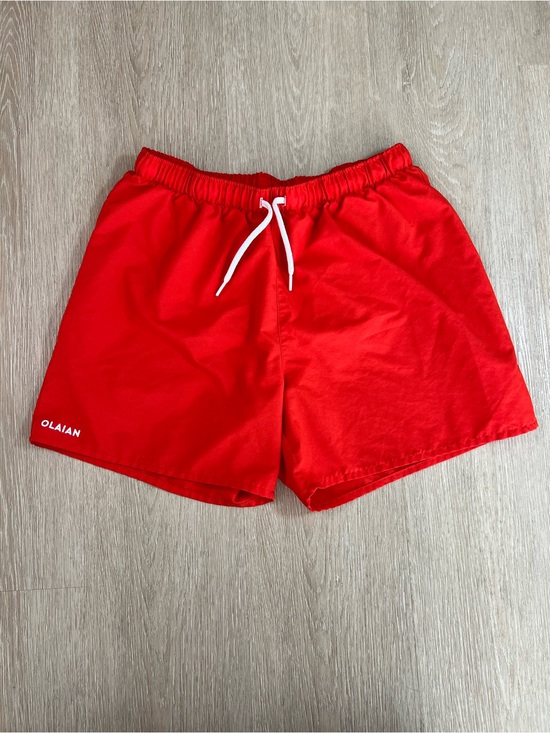 Olian Other - Olaian Men's Bright Red Swim Trunks with White Drawstring